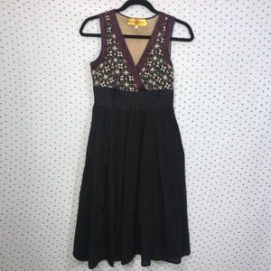 Catherine Malandrino Embroidered Sleeveless V-Neck Dress